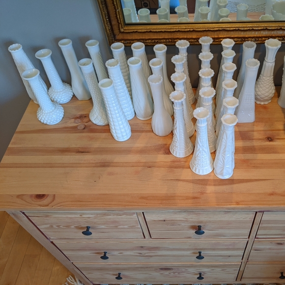 Lot of 40 Vintage Milk White Vases Wedding - Picture 11 of 16